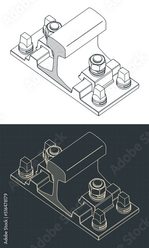 Clamp rail fastening system isometric drawings