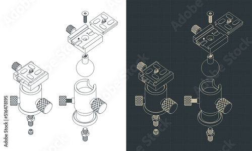 Tripod ball head structure drawings