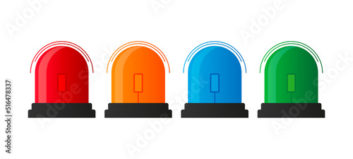 Police siren car. Light flasher, Emergency. Vector illustration.