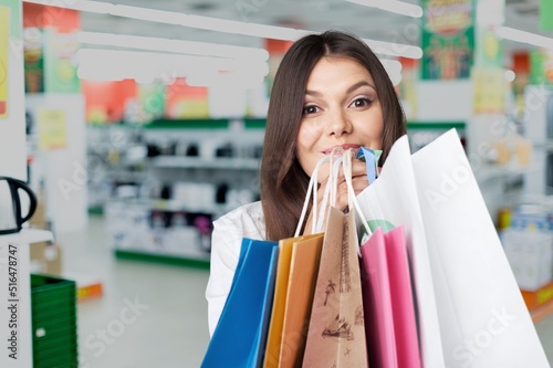 Young lady carry shopping bags