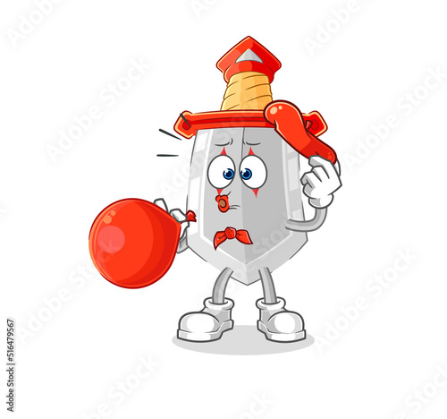 sword pantomime blowing balloon. cartoon mascot vector