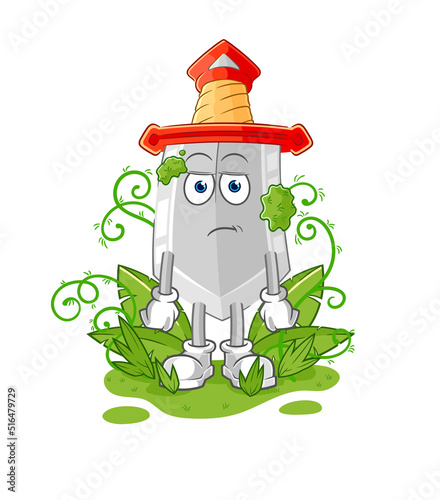 sword waiting too long mascot. cartoon vector