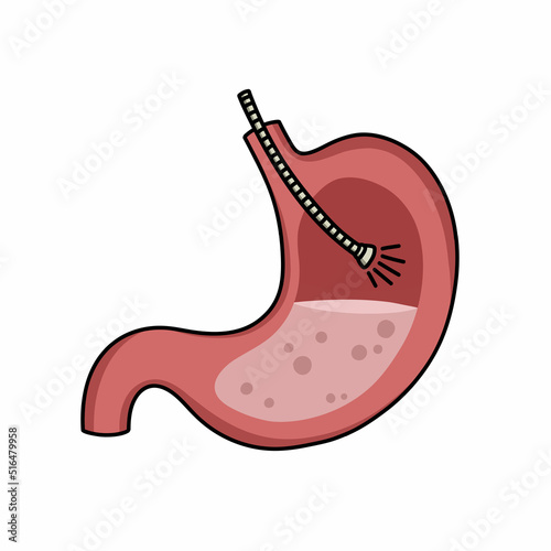 endoscopy doodle icon, vector color line illustration