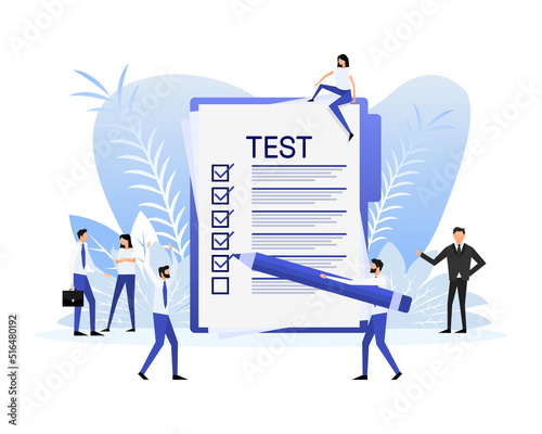 Flat infographic with test people for report design. Flat illustration