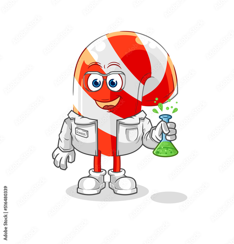 candy cane scientist character. cartoon mascot vector candy cane scientist character. cartoon mascot vector