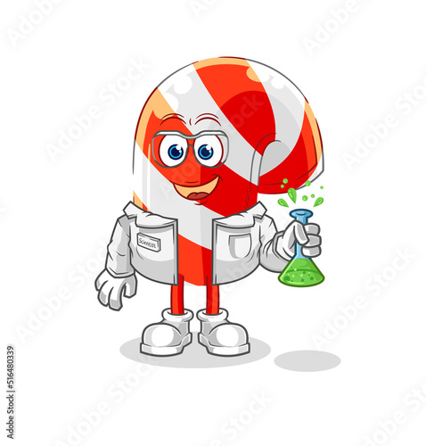 candy cane scientist character. cartoon mascot vector