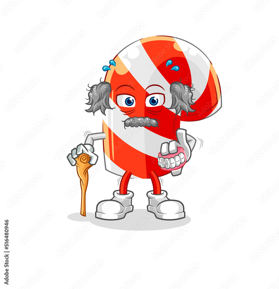 candy cane white haired old man. character vector candy cane white haired old man. character vector