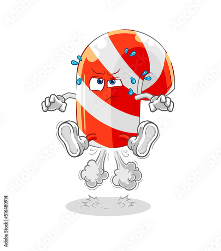 candy cane fart jumping illustration. character vector