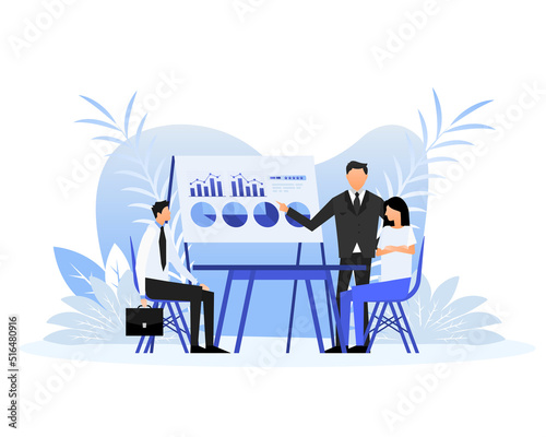 Data analysis concept people. 3d vector icon. Financial audit. Chart concept