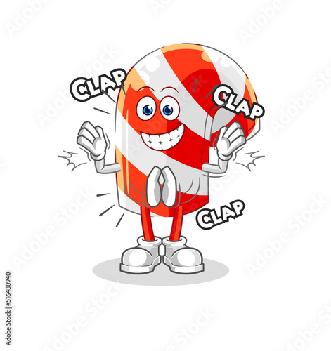 candy cane applause illustration. character vector