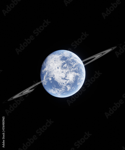 Wallpaper Mural A planet with rings in a 3D representation Torontodigital.ca