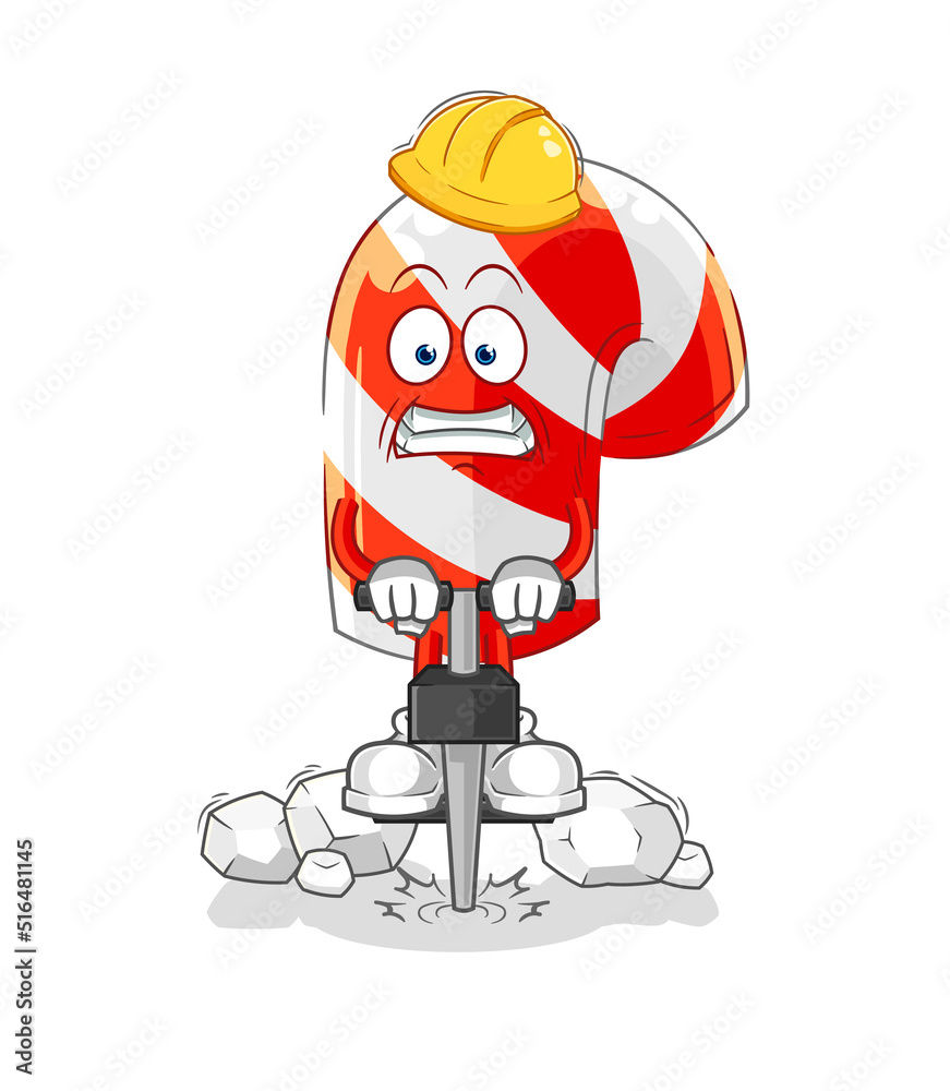 candy cane drill the ground cartoon character vector