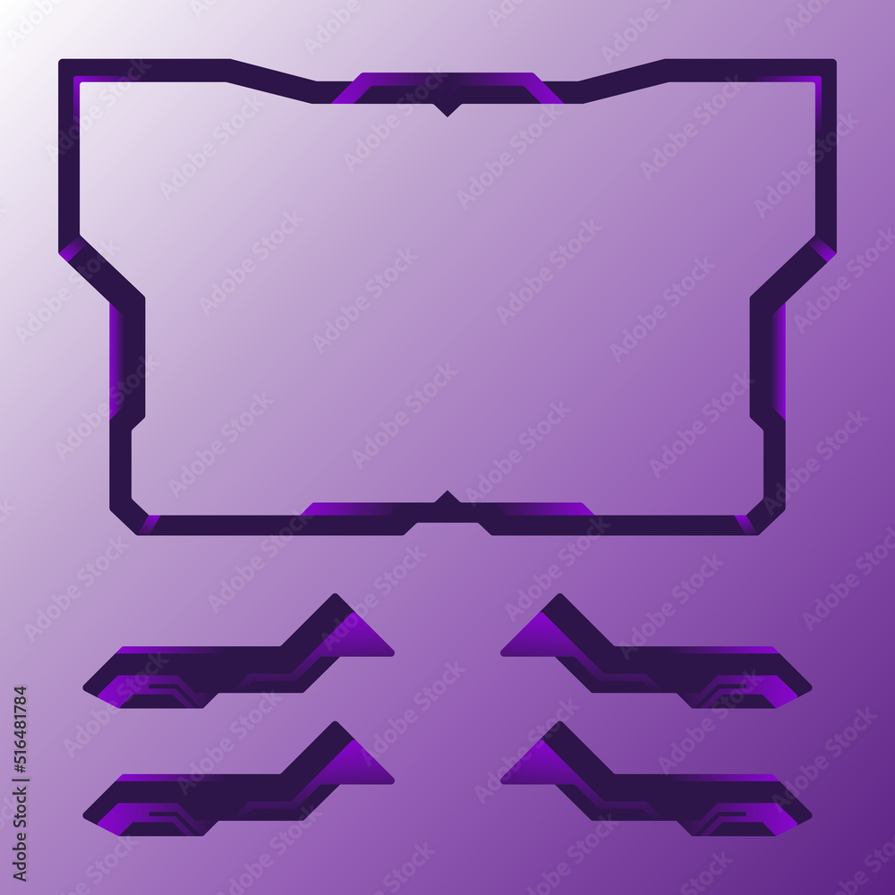 Futuristic game ui facecam overlay live stream video border for ...