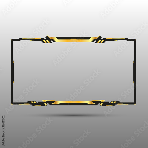 creative luxury golden game ui video border frame for live streaming and gaming