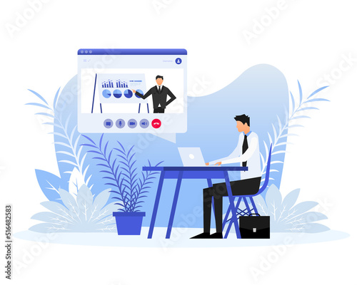 Mockup with video call people. Mobile phone mockup vector illustration