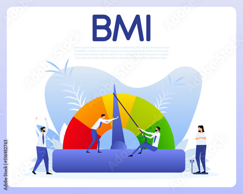 Indicator bmi. Body mass index and fitness exercise. Vector illustration.