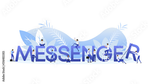 Button with messenger sign people. Social media like icon concept.