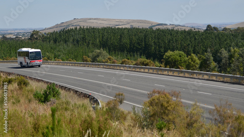 VLine coach travels the highway out of -Ballarat Victoria