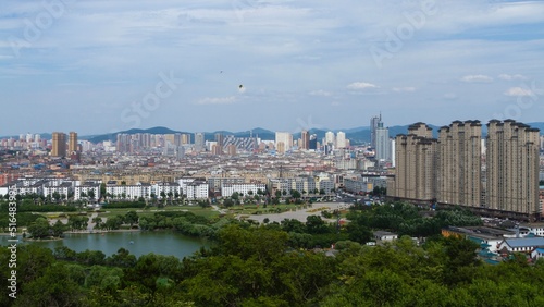 Jilin, Jilin, China - July 15 2021: The city of Jilin skyline in summer.