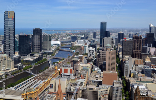 MELBOURNE aerial view of the city-Southbank and the Yarra RiverAustralia