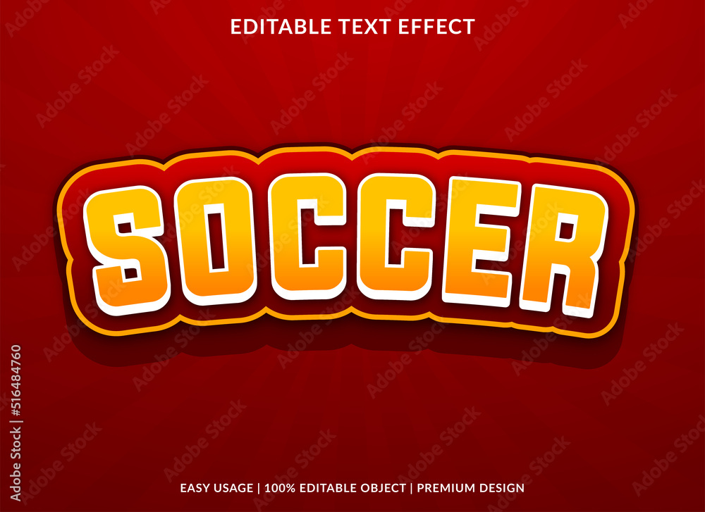 soccer editable text effect template with abstract style use for business logo and brand