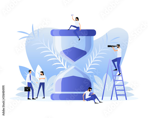 Timer sand glass people. Finance illustration. Illustration for concept design