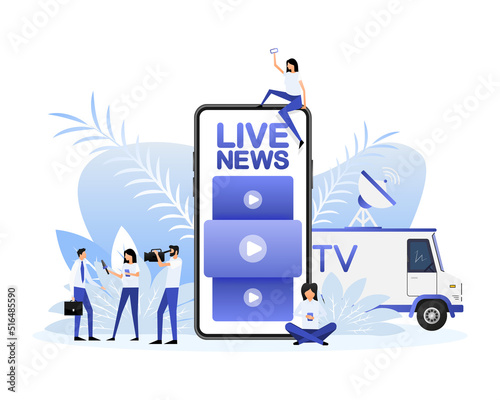 Live news people, great design for any purposes. Flat vector illustration