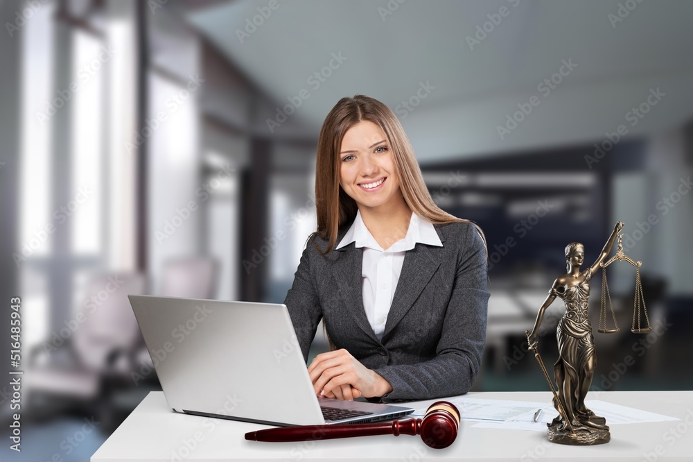 Young Female Lawyer Working In Her Office Reading In A, 48% OFF