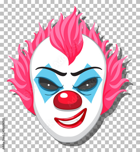 Scary clown head on grid background