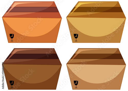 Set of corrugated box on white background