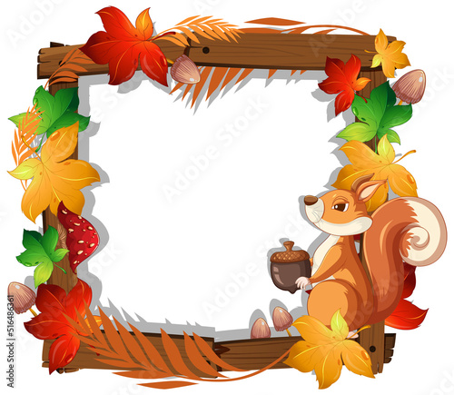 Frame design with squirrel and leaves
