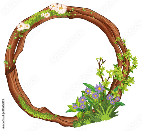 Round frame of liana branches and leaves