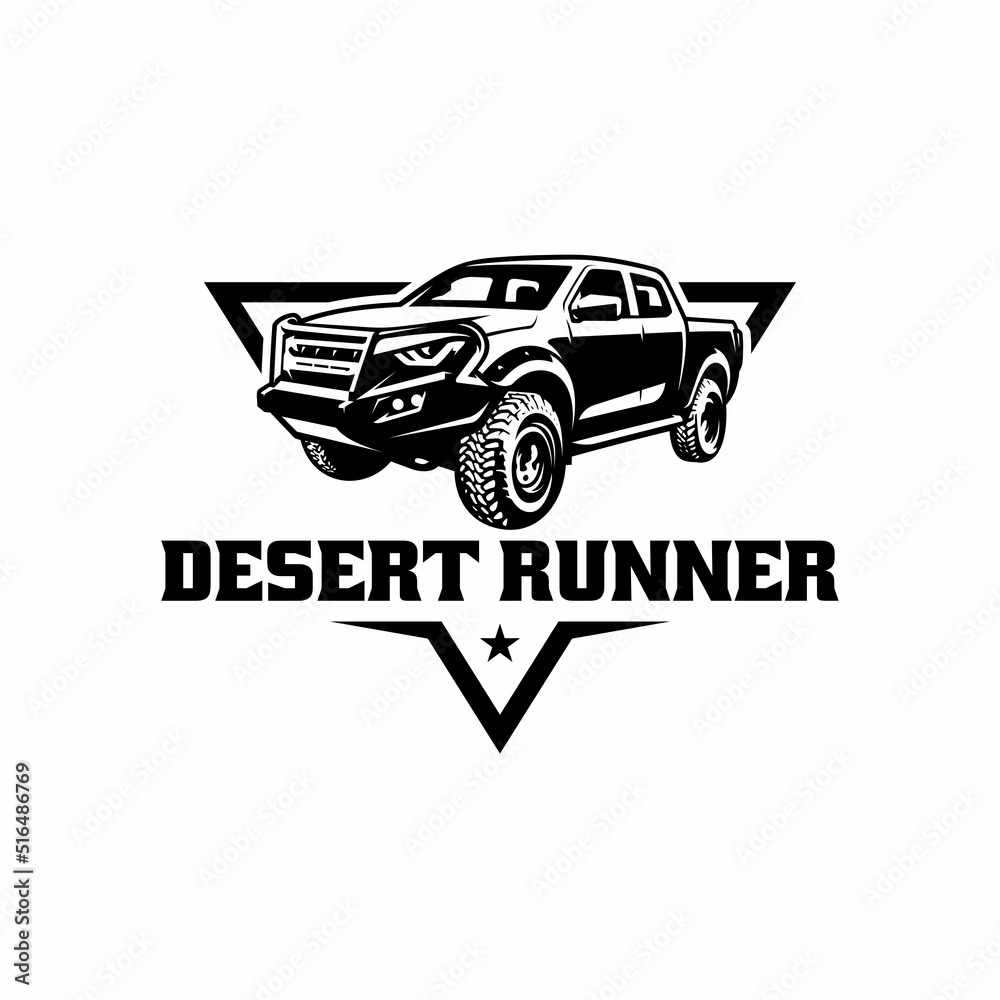 Fototapeta premium Off road pick up truck illustration logo vector