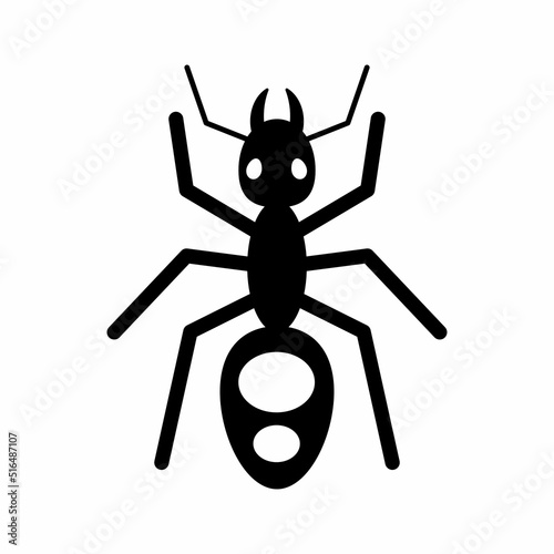 Ant silhouette, isolated insect icon.