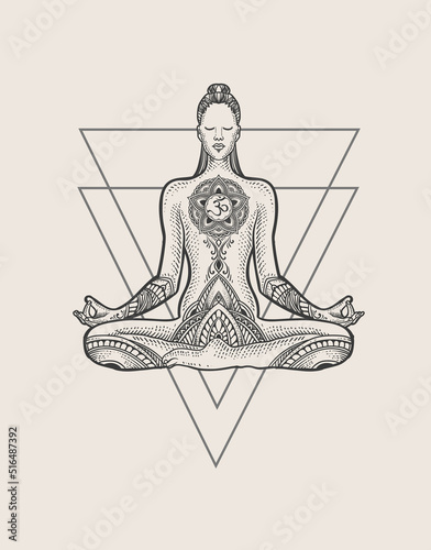 Illustration Yoga pose woman on white background