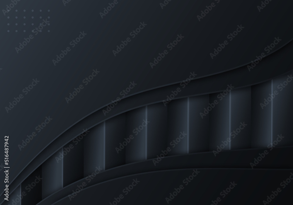 Obraz premium Abstract Black Overlap Layers Techno Background with Copy Space for Text