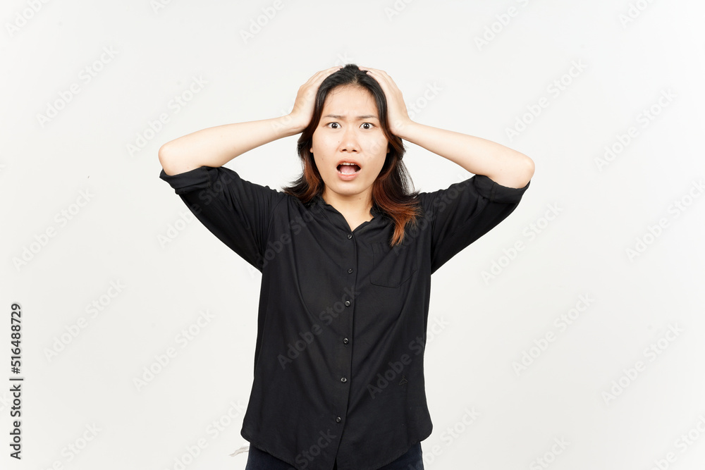 Shocked face expression of Beautiful Asian Woman Isolated On White Background