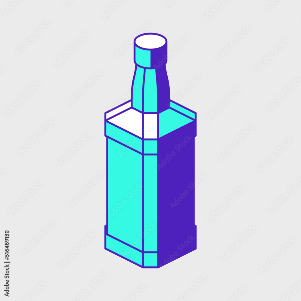 Whiskey bottle isometric vector icon illustration Whiskey bottle isometric vector icon illustration