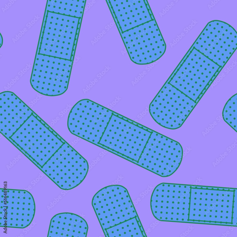 Medicine plaster seamless cartoon patch pattern for clothes print and wrapping paper and drugstore and kids Medicine plaster seamless cartoon patch pattern for clothes print and wrapping paper and drugstore and kids