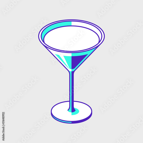 Martini cocktail glass isometric vector icon illustration