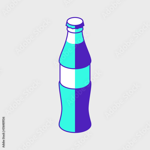 Soda glass bottle isometric vector icon illustration