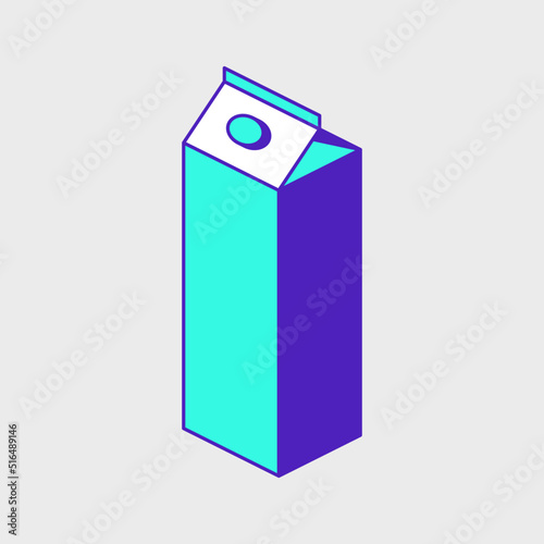 Milk carton or juice box isometric vector icon illustration