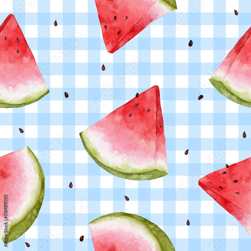 Hand drawn watermelon summer seamless pattern background