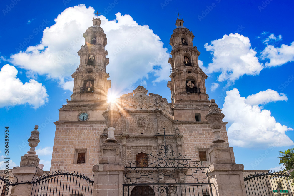 Mexico, Aguascalientes Cathedral Basilica in historic colonial center near Plaza de la Patria.