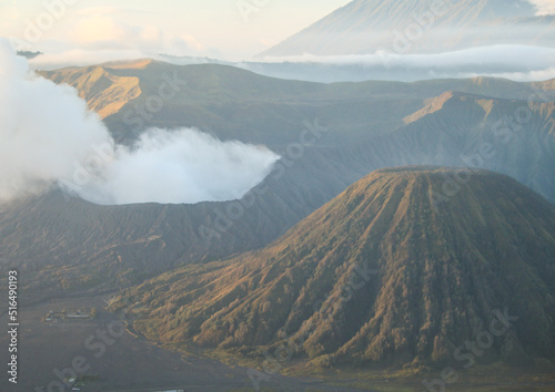 Mount Bromo Semeru and other mountains at early morning