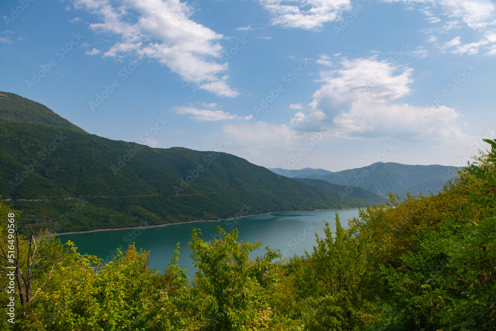 Fototapeta premium azure water at zhinvali reservoir in georgia