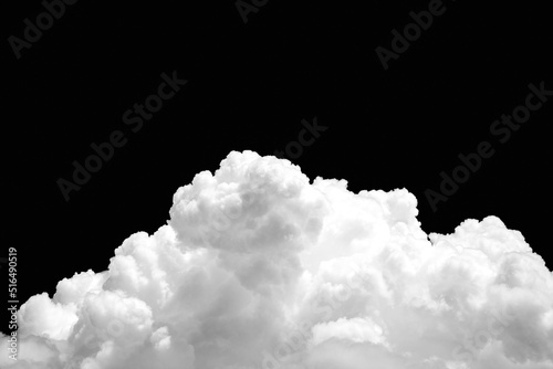 Cumulus clouds isolated on black background, Closeup cumulus clouds with black sky