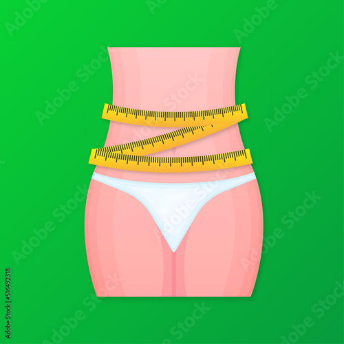 Weight loss program, diet. Fitness or liposuction. Vector illustration.