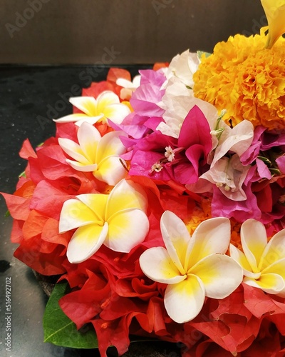An exciting flower bouquet in one corner of the public room.