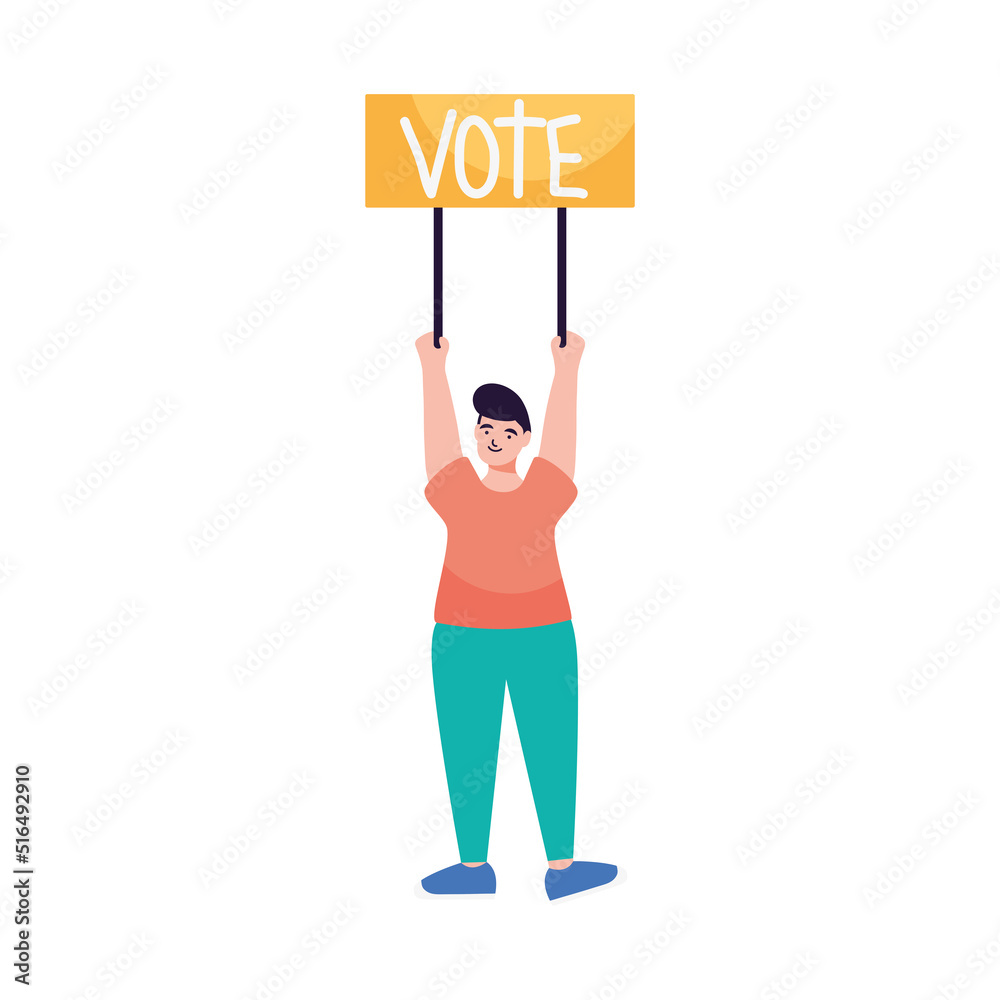 man and vote placard